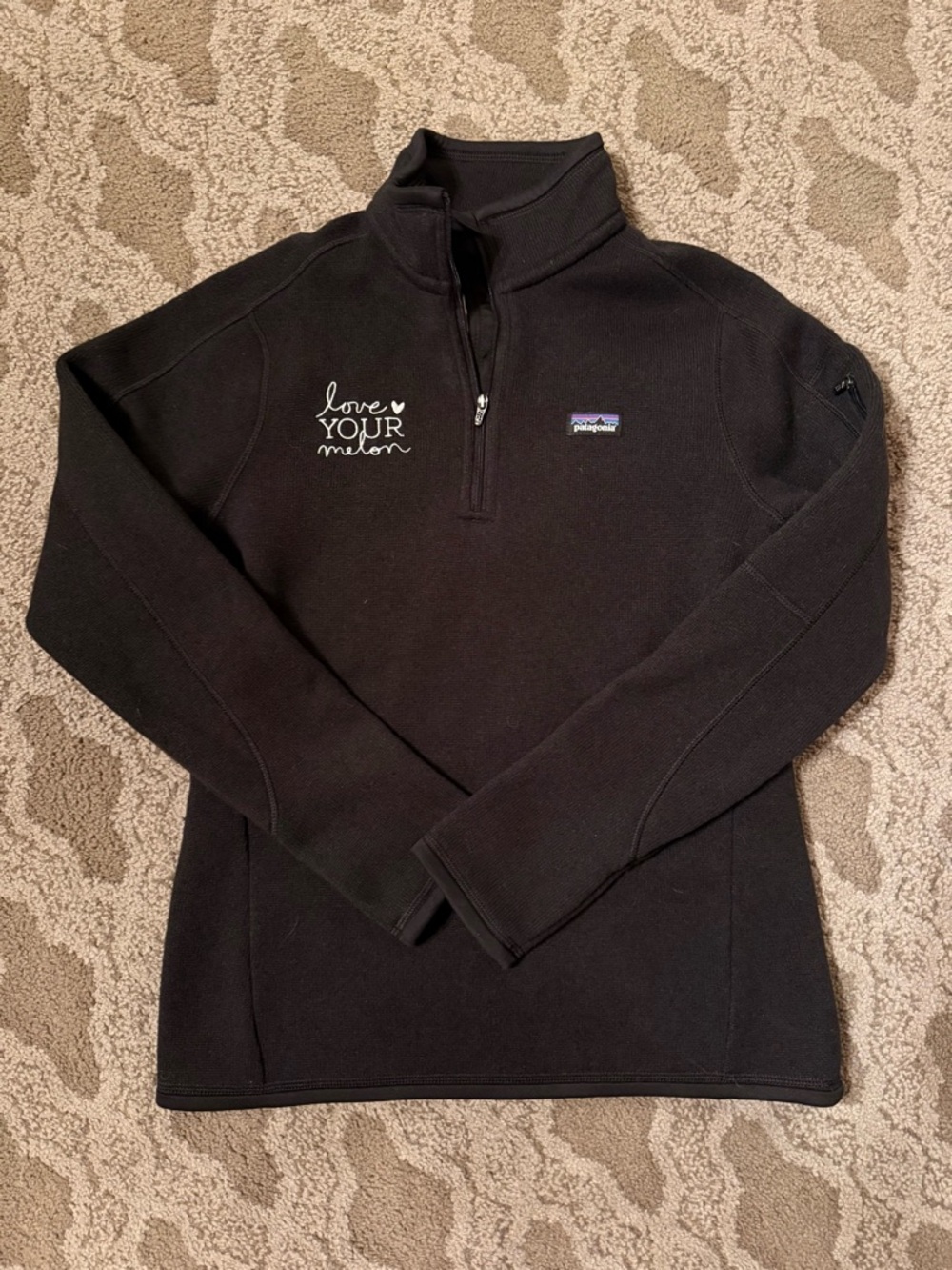 Patagonia Black Women’s Quarter-Zip Pullover-Love Your Melon edition-Size Small